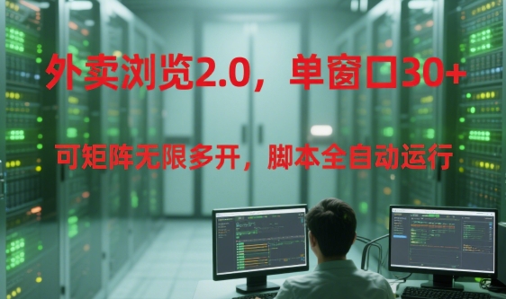 外卖浏览2.0，单窗口30+可矩阵无限多开，脚本全自动运行【揭秘】-保成圈-山云人力,分享创业咨询_最新网络项目资源
