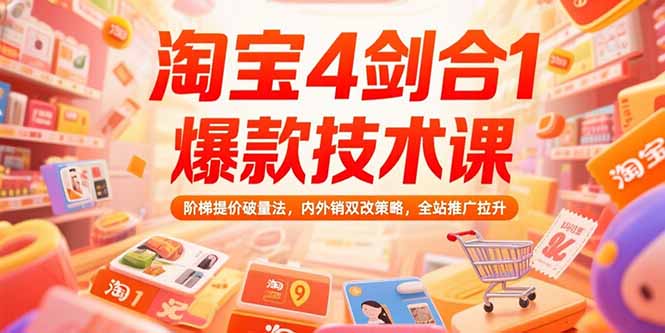 淘宝4剑合1爆款技术课73期：阶梯提价破量法，内外销双改策略 全站推广拉升-保成圈-山云人力,分享创业咨询_最新网络项目资源