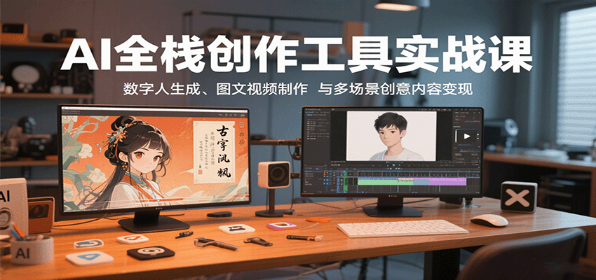 AI全栈创作工具实战课：数字人生成、图文视频制作与多场景创意内容变现-保成圈-山云人力,分享创业咨询_最新网络项目资源