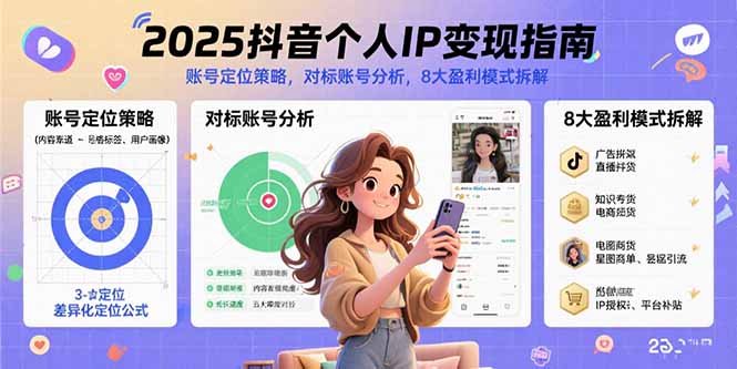 2025抖音个人IP变现指南，账号定位策略，对标账号分析，8大盈利模式拆解-保成圈-山云人力,分享创业咨询_最新网络项目资源