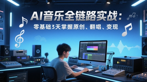 AI音乐全链路实战变现课：零基础3天掌握原创、翻唱、变现-保成圈-山云人力,分享创业咨询_最新网络项目资源