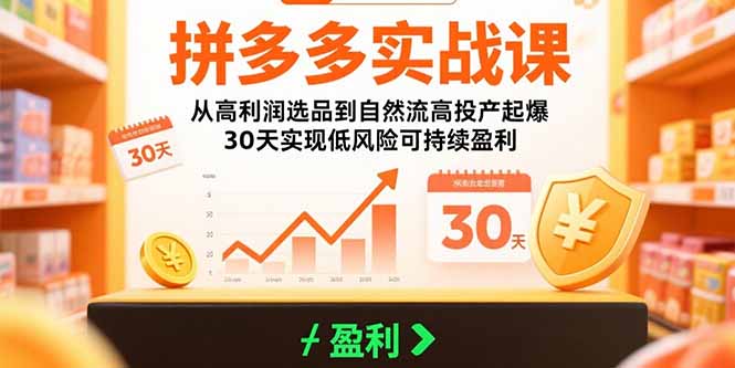 拼多多实战课：从高利润选品到自然流高投产起爆 30天实现低风险可持续盈利-保成圈-山云人力,分享创业咨询_最新网络项目资源