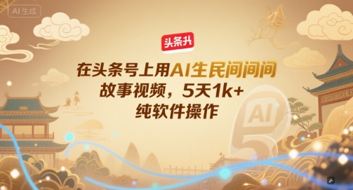 在头条号上用AI生民间故事视频，5天1k+，纯软件操作-保成圈-山云人力,分享创业咨询_最新网络项目资源