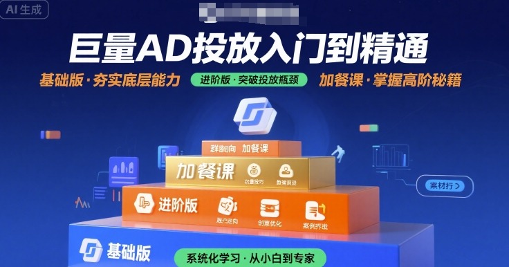 巨量AD投放入门到精通，基础版+进阶版+加餐课-保成圈-山云人力,分享创业咨询_最新网络项目资源