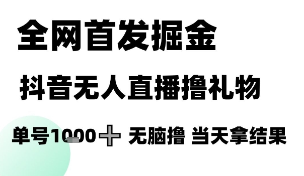 全网首发掘金抖音无人直播撸礼物，单号1k +无脑撸，当天拿结果【揭秘】-保成圈-山云人力,分享创业咨询_最新网络项目资源