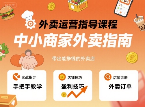 外卖运营指导课程，中小商家外卖指南，手把手带出能挣钱的外卖店-保成圈-山云人力,分享创业咨询_最新网络项目资源