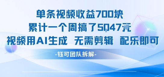 单条视频收益7张+累计一个周搞了5k+视频用AI生成无需剪辑配乐即可-保成圈-山云人力,分享创业咨询_最新网络项目资源