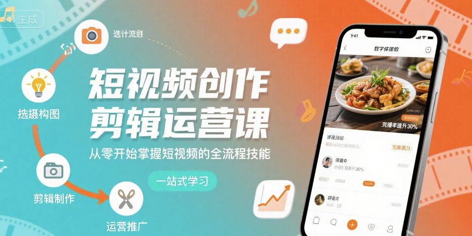 短视频创作剪辑运营课，从零开始掌握短视频的全流程技能-保成圈-山云人力,分享创业咨询_最新网络项目资源