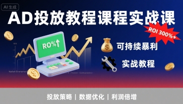 AD投放教程课程实战课，实现广告ROI300%+可持续暴利-保成圈-山云人力,分享创业咨询_最新网络项目资源