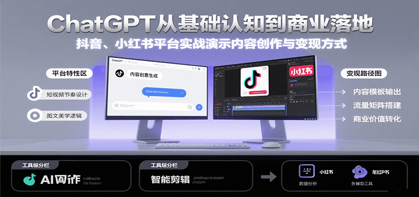 ChatGPT从基础认知到商业落地，实战演示抖音、小红书等平台的内容创作与变现-保成圈-山云人力,分享创业咨询_最新网络项目资源