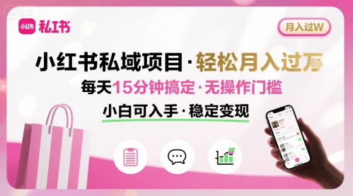 小红书私域项目 月入过W非常轻松 每天15分钟即可搞定，无任何操作门槛，小白可入手-保成圈-山云人力,分享创业咨询_最新网络项目资源