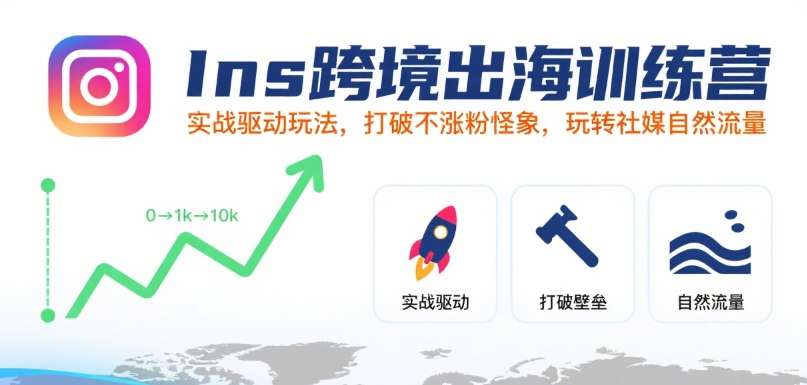 Ins跨境出海训练营，实战驱动玩法，打破不涨粉怪象，玩转社媒自然流量-保成圈-山云人力,分享创业咨询_最新网络项目资源