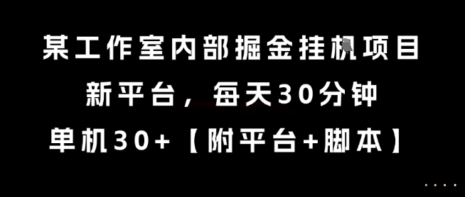某工作室内部掘金挂G项目，新平台，每天30分钟，单机30+【揭秘】-保成圈-山云人力,分享创业咨询_最新网络项目资源