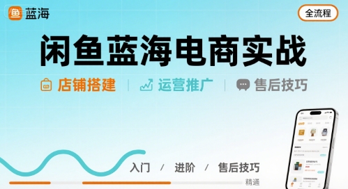 闲鱼蓝海电商实战，店铺搭建运营售后全流程-保成圈-山云人力,分享创业咨询_最新网络项目资源