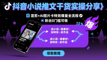 抖音小说推文干货实操分享，混剪+AI图片卡特效爆量全流程，0粉丝0门槛可做-保成圈-山云人力,分享创业咨询_最新网络项目资源