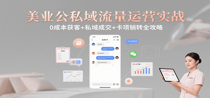 美业公私域流量运营实战：0成本获客+私域成交+卡项销转全攻略-保成圈-山云人力,分享创业咨询_最新网络项目资源