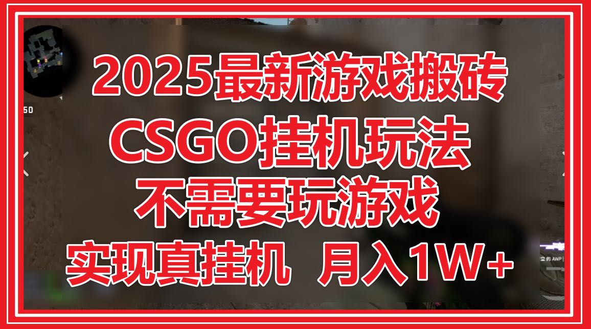 2025最新游戏搬砖，CSGO挂机，不需要玩游戏，实现真挂机，月入1W+-保成圈-山云人力,分享创业咨询_最新网络项目资源