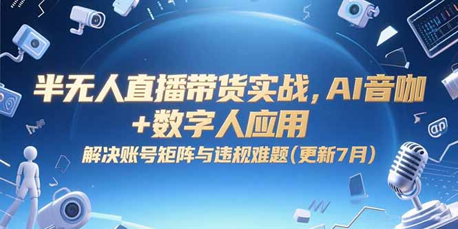 半无人直播带货实战，AI音咖+数字人应用 解决账号矩阵与违规难题(更新7月-保成圈-山云人力,分享创业咨询_最新网络项目资源