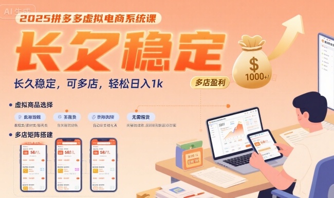 2025拼多多虚拟电商系统课，长久稳定，可多店，轻松日入1k-保成圈-山云人力,分享创业咨询_最新网络项目资源