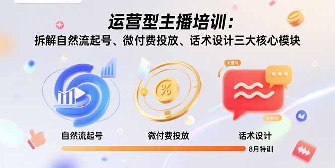 运营型主播培训：拆解自然流起号、微付费投放、话术设计三大核心模块-8月-保成圈-山云人力,分享创业咨询_最新网络项目资源