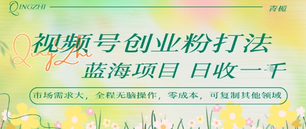 视频号创业粉打法，日入1k，蓝海项目，市场需求大，全程无脑操作，可复制-保成圈-山云人力,分享创业咨询_最新网络项目资源