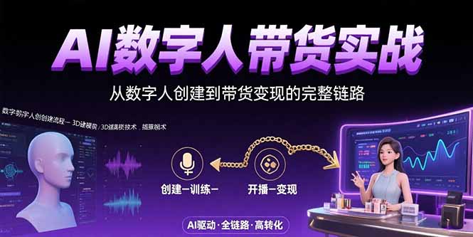 AI数字人+带货实战：从数字人创建到带货变现的完整链路-保成圈-山云人力,分享创业咨询_最新网络项目资源