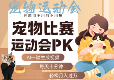 AI一键生成宠物比赛运动会PK视频，纯原创不用剪不用拍，每天十分钟，轻松月入过1W+-保成圈-山云人力,分享创业咨询_最新网络项目资源