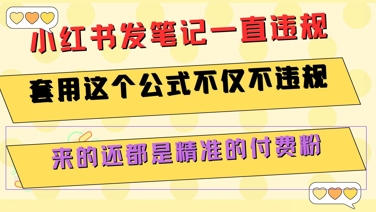 小红书发笔记一直违规，套用这个公式不仅不违规，来的还都是精准的付费粉-保成圈-山云人力,分享创业咨询_最新网络项目资源