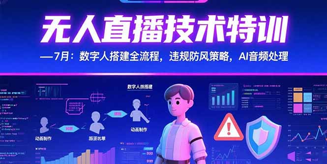无人直播技术特训-7月：数字人搭建全流程，违规防风策略，AI音频处理-保成圈-山云人力,分享创业咨询_最新网络项目资源