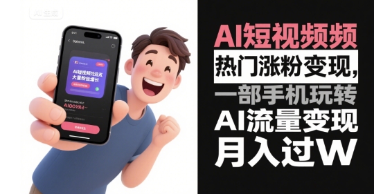 AI短视频热门涨粉变现，一部手机玩转AI流量变现，月入过W-保成圈-山云人力,分享创业咨询_最新网络项目资源