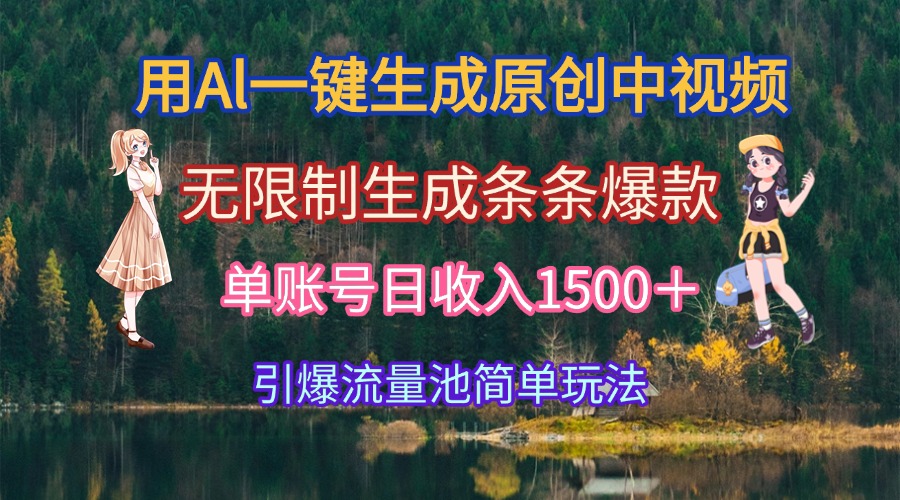 用Al一键生成原创中视频，无限制生成条条爆款，单账号日收入1500＋引爆…-保成圈-山云人力,分享创业咨询_最新网络项目资源