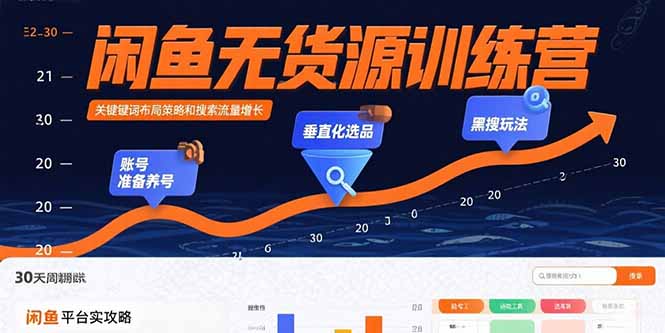 闲鱼无货源训练营：账号准备养号/垂直化选品/黑搜玩法，0基础30天盈利指南-保成圈-山云人力,分享创业咨询_最新网络项目资源