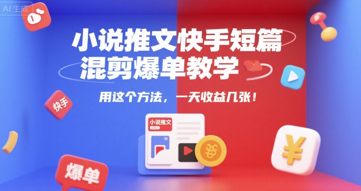 小说推文快手短篇混剪爆单教学，用这个方法，一天收益几张-保成圈-山云人力,分享创业咨询_最新网络项目资源