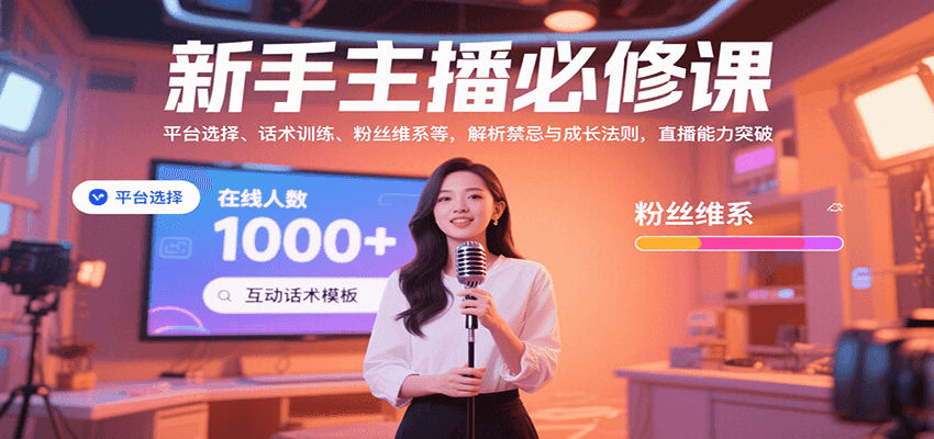 新手主播必修课：平台选择、话术训练、粉丝维系等，解析禁忌与成长法则，突破直播能力-保成圈-山云人力,分享创业咨询_最新网络项目资源