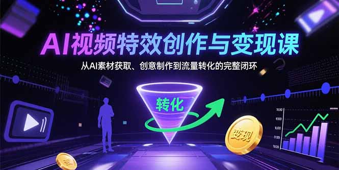 AI视频特效创作与变现课：从AI素材获取、创意制作到流量转化的完整闭环-保成圈-山云人力,分享创业咨询_最新网络项目资源