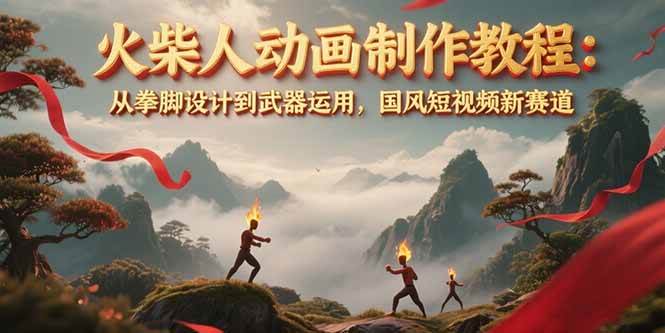 火柴人动画制作教程：从拳脚设计到武器运用，国风短视频新赛道-保成圈-山云人力,分享创业咨询_最新网络项目资源