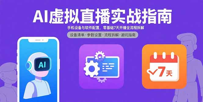 AI虚拟直播实战指南，手机设备与软件配置，零基础7天开播全流程拆解-保成圈-山云人力,分享创业咨询_最新网络项目资源