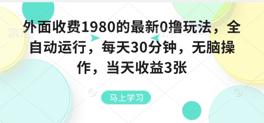 外面收费1980的最新0撸玩法，全自动挂G，每天30分钟，无脑操作，当天收益3张【揭秘】-保成圈-山云人力,分享创业咨询_最新网络项目资源