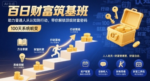百日财富筑基班，助力普通人从认知到行动，带你解锁顶级财富密码-保成圈-山云人力,分享创业咨询_最新网络项目资源