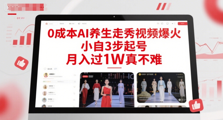 0成本AI养生走秀视频爆火，小自3步起号，月入过1W真不难-保成圈-山云人力,分享创业咨询_最新网络项目资源