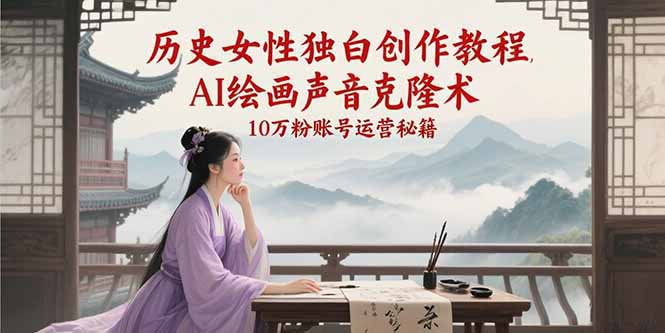历史女性独白创作教程，AI绘画声音克隆术，10万粉账号运营秘籍-保成圈-山云人力,分享创业咨询_最新网络项目资源