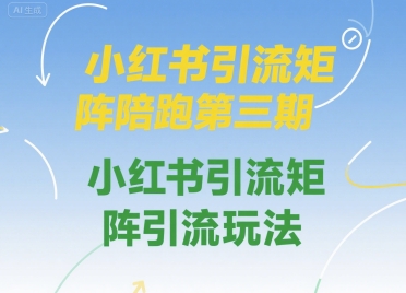 小红书引流矩阵陪跑第三期，小红书引流矩阵引流玩法-保成圈-山云人力,分享创业咨询_最新网络项目资源