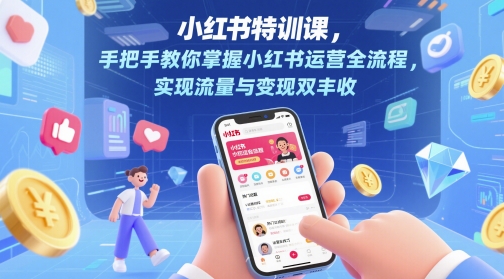 小红书特训课，手把手教你掌握小红书运营全流程，实现流量与变现双丰收-保成圈-山云人力,分享创业咨询_最新网络项目资源