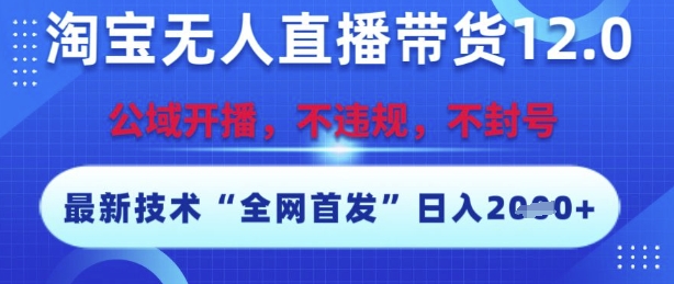 淘宝无人直播带货12.0，最新技术，不封号，不违规，操作简单，开播爆单，日入多张【揭秘】-保成圈-山云人力,分享创业咨询_最新网络项目资源