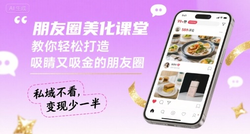 朋友圈美化课堂，教你轻松打造，吸睛又吸金的朋友圈，私域不看，变现少一半-保成圈-山云人力,分享创业咨询_最新网络项目资源