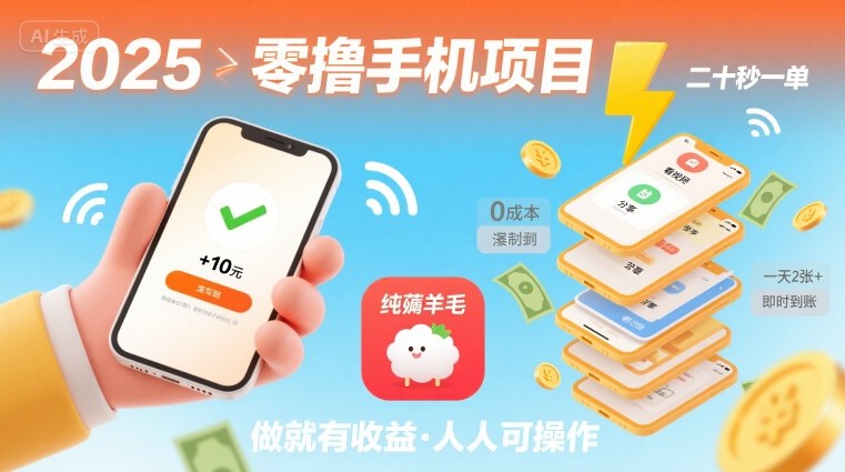 2025年零撸手机项目，二十秒一单，纯薅羊毛 一天2张+做就有-保成圈-山云人力,分享创业咨询_最新网络项目资源