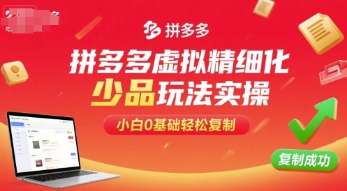 拼多多虚拟精细化少品玩法实操，小白0基础轻松复制-保成圈-山云人力,分享创业咨询_最新网络项目资源