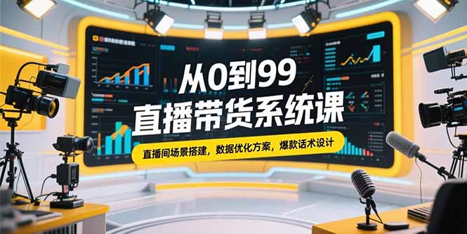 从0到99直播带货系统课，直播间场景搭建，数据优化方案，爆款话术设计-保成圈-山云人力,分享创业咨询_最新网络项目资源