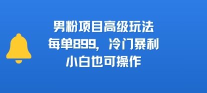 男粉项目高级玩法，每单899，冷门暴利，小白也可操作-保成圈-山云人力,分享创业咨询_最新网络项目资源