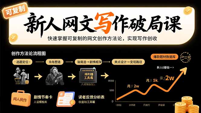 新人网文写作破局课：快速掌握可复制的网文创作方法论，实现写作创收-保成圈-山云人力,分享创业咨询_最新网络项目资源